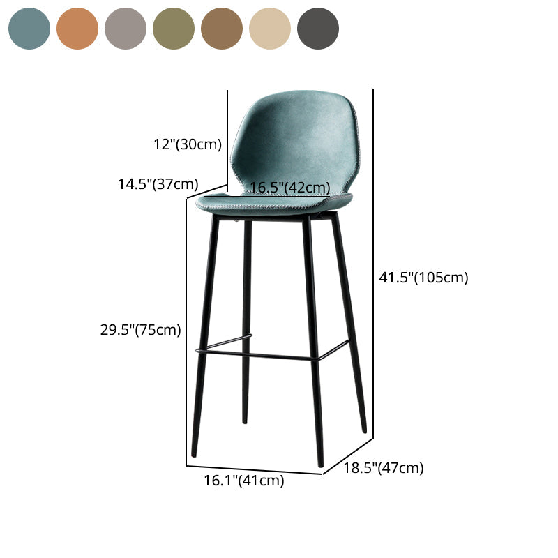 Scandinavian Matte Finish Leather Barstool Footrest Coffee Shop Stool Clearhalo 'Bar Furniture' 'Bar Stools' 'bar_stools' 'furn' 'furn_bar_stools' 'Furniture' 'furniture_bar_stools' 'Kitchen & Dining Furniture' 4861923