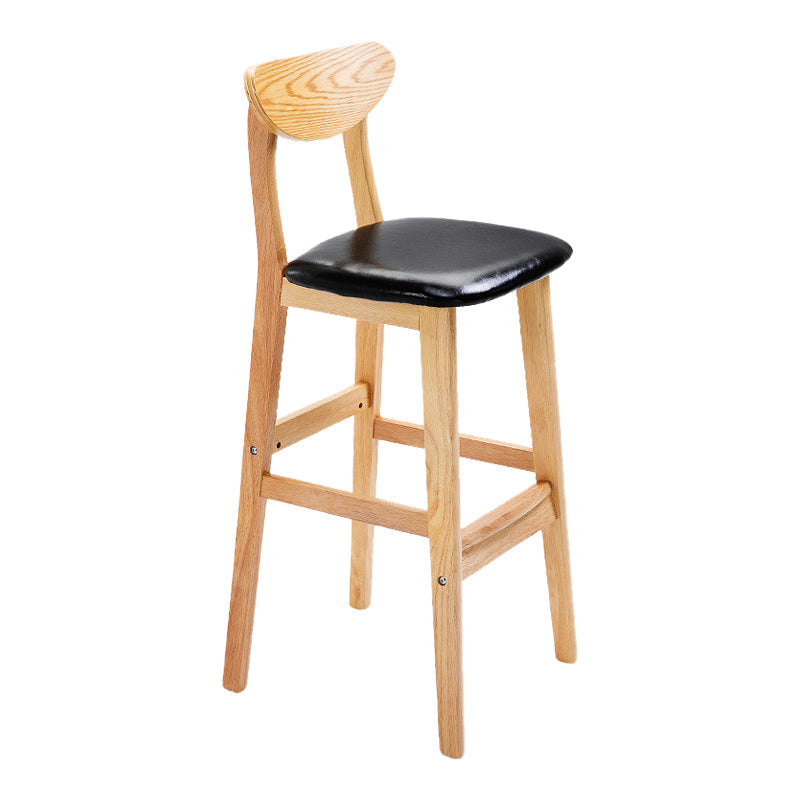 Scandinavian Footrest Solid Wood Bar Stool Low Back Home Stool Black Natural 1 Piece Clearhalo 'Bar Furniture' 'Bar Stools' 'bar_stools' 'furn' 'furn_bar_stools' 'Furniture' 'furniture_bar_stools' 'Kitchen & Dining Furniture' 4861925