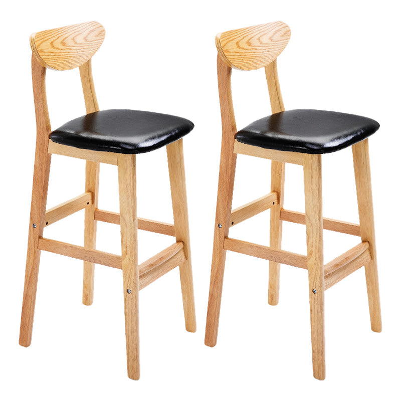 Scandinavian Footrest Solid Wood Bar Stool Low Back Home Stool Black Natural 2 Piece Set Clearhalo 'Bar Furniture' 'Bar Stools' 'bar_stools' 'furn' 'furn_bar_stools' 'Furniture' 'furniture_bar_stools' 'Kitchen & Dining Furniture' 4861927