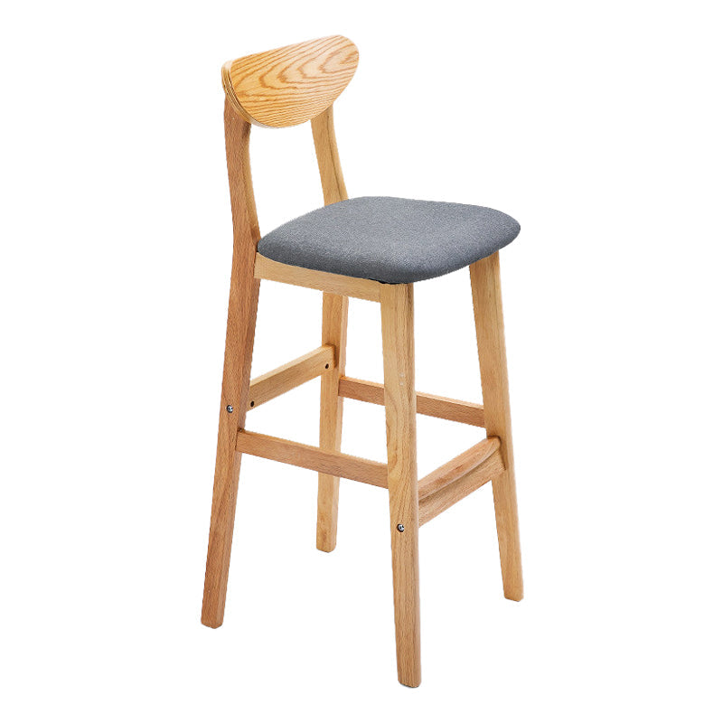 Scandinavian Footrest Solid Wood Bar Stool Low Back Home Stool Grey Natural 1 Piece Clearhalo 'Bar Furniture' 'Bar Stools' 'bar_stools' 'furn' 'furn_bar_stools' 'Furniture' 'furniture_bar_stools' 'Kitchen & Dining Furniture' 4861931