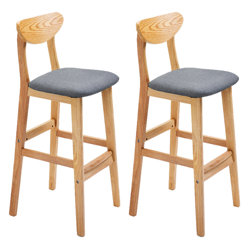 Scandinavian Footrest Solid Wood Bar Stool Low Back Home Stool Grey Natural 2 Piece Set Clearhalo 'Bar Furniture' 'Bar Stools' 'bar_stools' 'furn' 'furn_bar_stools' 'Furniture' 'furniture_bar_stools' 'Kitchen & Dining Furniture' 4861932