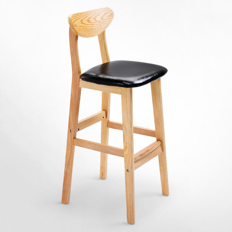 Scandinavian Footrest Solid Wood Bar Stool Low Back Home Stool Clearhalo 'Bar Furniture' 'Bar Stools' 'bar_stools' 'furn' 'furn_bar_stools' 'Furniture' 'furniture_bar_stools' 'Kitchen & Dining Furniture' 4861933