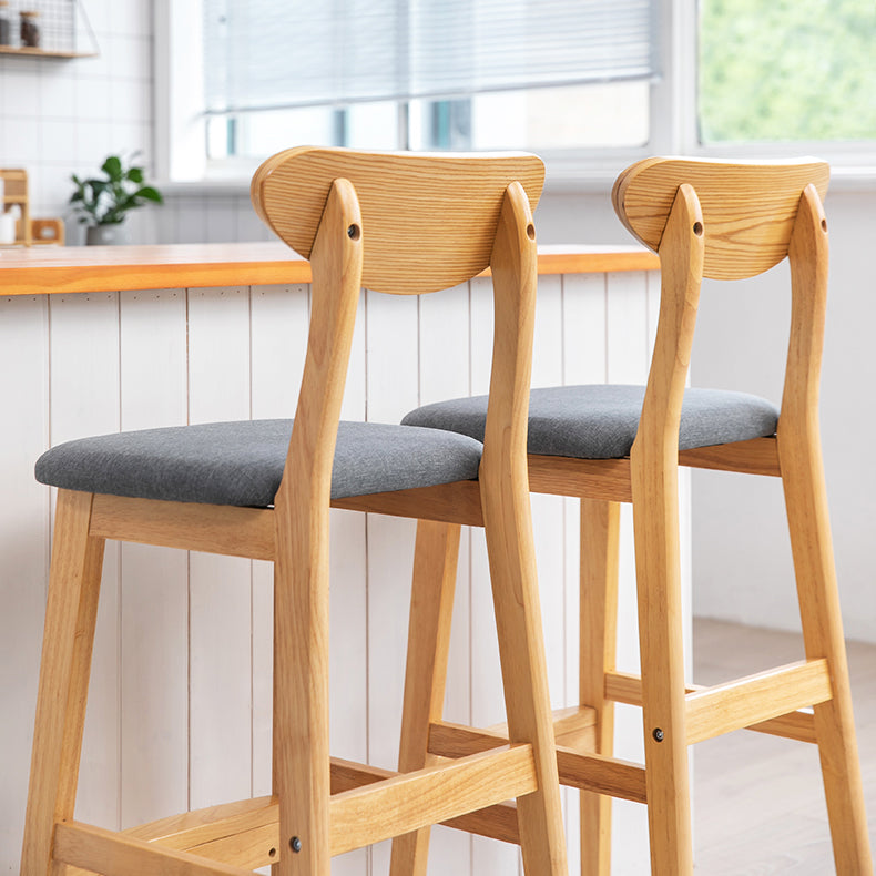 Scandinavian Footrest Solid Wood Bar Stool Low Back Home Stool Clearhalo 'Bar Furniture' 'Bar Stools' 'bar_stools' 'furn' 'furn_bar_stools' 'Furniture' 'furniture_bar_stools' 'Kitchen & Dining Furniture' 4861934