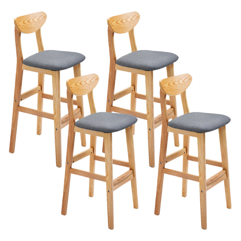 Scandinavian Footrest Solid Wood Bar Stool Low Back Home Stool Grey Natural 4 Piece Set Clearhalo 'Bar Furniture' 'Bar Stools' 'bar_stools' 'furn' 'furn_bar_stools' 'Furniture' 'furniture_bar_stools' 'Kitchen & Dining Furniture' 4861935