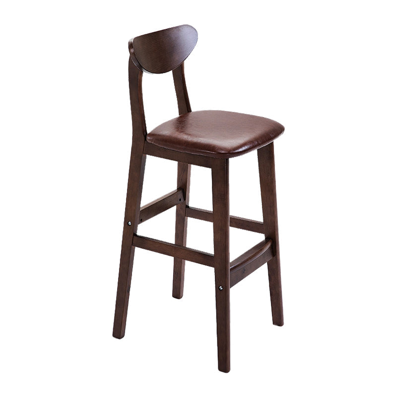 Scandinavian Footrest Solid Wood Bar Stool Low Back Home Stool Brown Brown 1 Piece Clearhalo 'Bar Furniture' 'Bar Stools' 'bar_stools' 'furn' 'furn_bar_stools' 'Furniture' 'furniture_bar_stools' 'Kitchen & Dining Furniture' 4861937