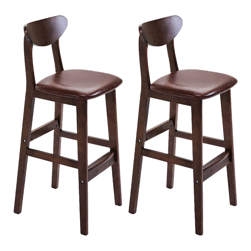 Scandinavian Footrest Solid Wood Bar Stool Low Back Home Stool Brown Brown 2 Piece Set Clearhalo 'Bar Furniture' 'Bar Stools' 'bar_stools' 'furn' 'furn_bar_stools' 'Furniture' 'furniture_bar_stools' 'Kitchen & Dining Furniture' 4861939