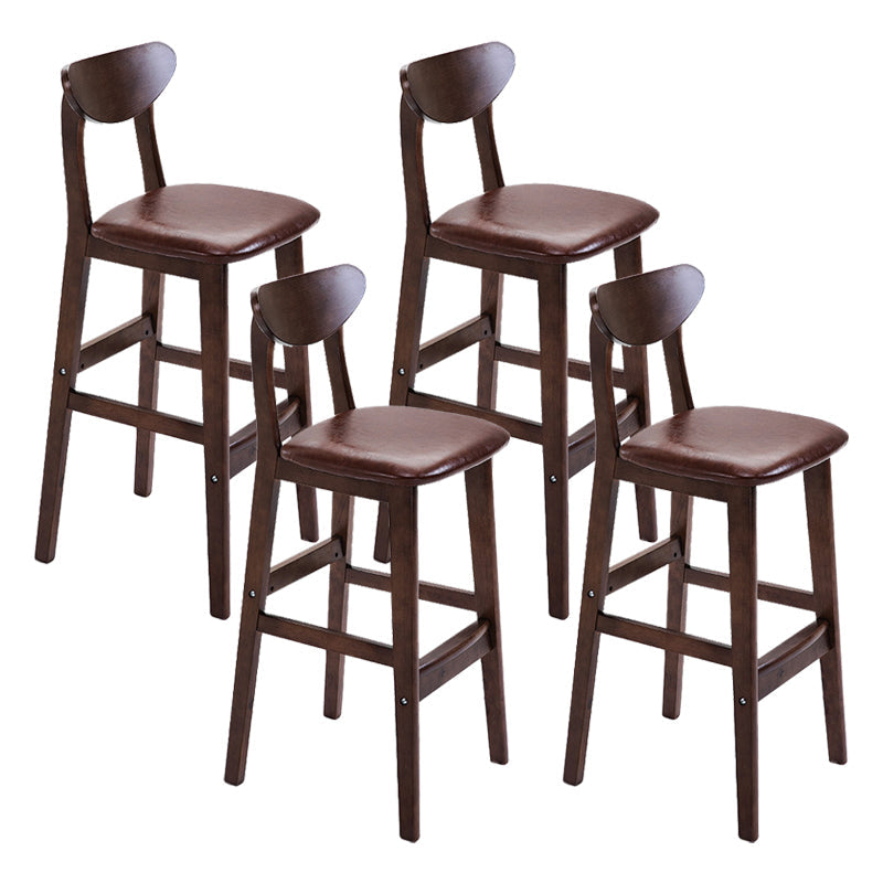 Scandinavian Footrest Solid Wood Bar Stool Low Back Home Stool Brown Brown 4 Piece Set Clearhalo 'Bar Furniture' 'Bar Stools' 'bar_stools' 'furn' 'furn_bar_stools' 'Furniture' 'furniture_bar_stools' 'Kitchen & Dining Furniture' 4861941