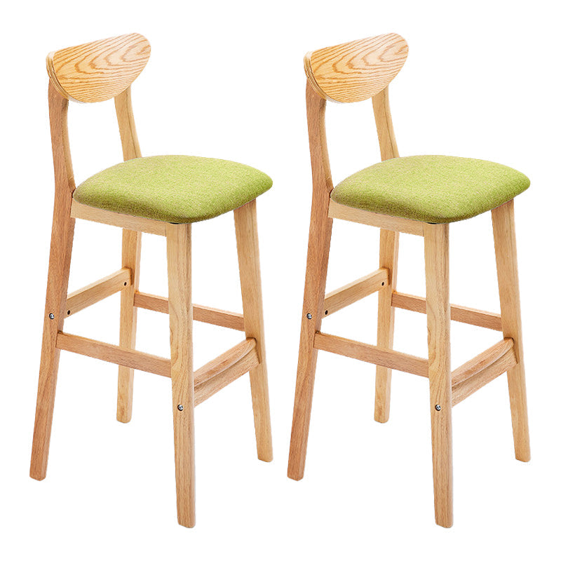 Scandinavian Footrest Solid Wood Bar Stool Low Back Home Stool Green Natural 2 Piece Set Clearhalo 'Bar Furniture' 'Bar Stools' 'bar_stools' 'furn' 'furn_bar_stools' 'Furniture' 'furniture_bar_stools' 'Kitchen & Dining Furniture' 4861944