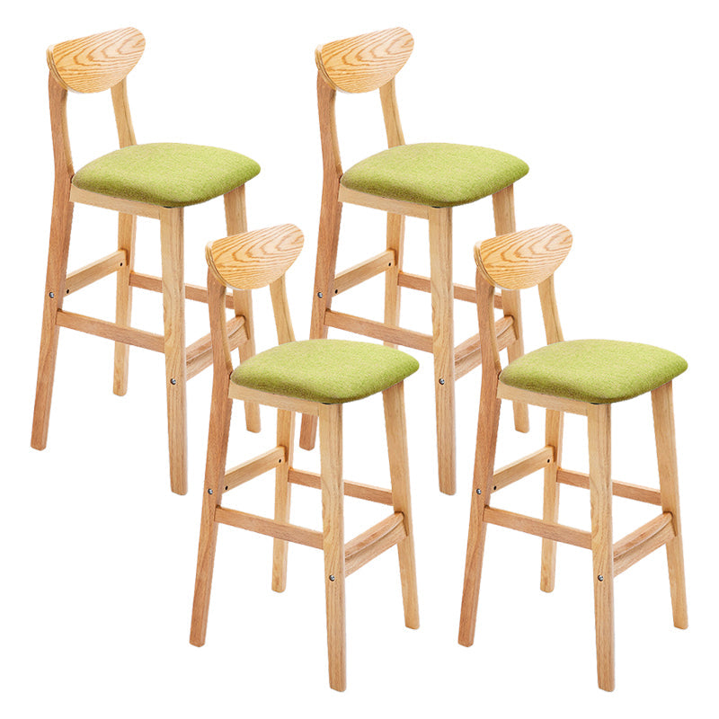 Scandinavian Footrest Solid Wood Bar Stool Low Back Home Stool Green Natural 4 Piece Set Clearhalo 'Bar Furniture' 'Bar Stools' 'bar_stools' 'furn' 'furn_bar_stools' 'Furniture' 'furniture_bar_stools' 'Kitchen & Dining Furniture' 4861946