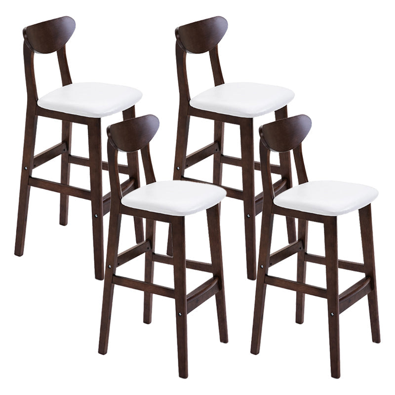 Scandinavian Footrest Solid Wood Bar Stool Low Back Home Stool White Brown 4 Piece Set Clearhalo 'Bar Furniture' 'Bar Stools' 'bar_stools' 'furn' 'furn_bar_stools' 'Furniture' 'furniture_bar_stools' 'Kitchen & Dining Furniture' 4861951