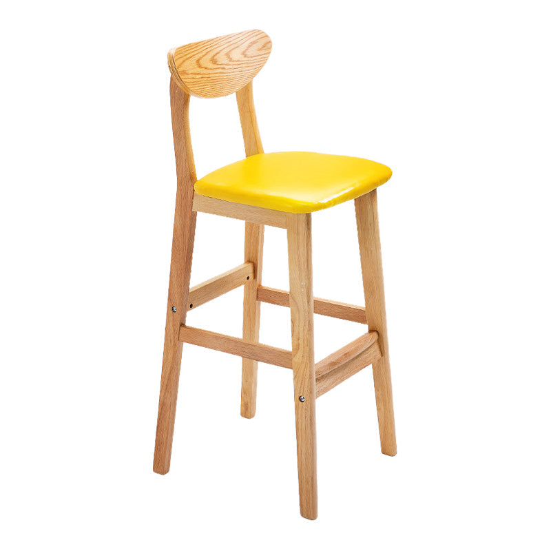 Scandinavian Footrest Solid Wood Bar Stool Low Back Home Stool Yellow Natural 1 Piece Clearhalo 'Bar Furniture' 'Bar Stools' 'bar_stools' 'furn' 'furn_bar_stools' 'Furniture' 'furniture_bar_stools' 'Kitchen & Dining Furniture' 4861952