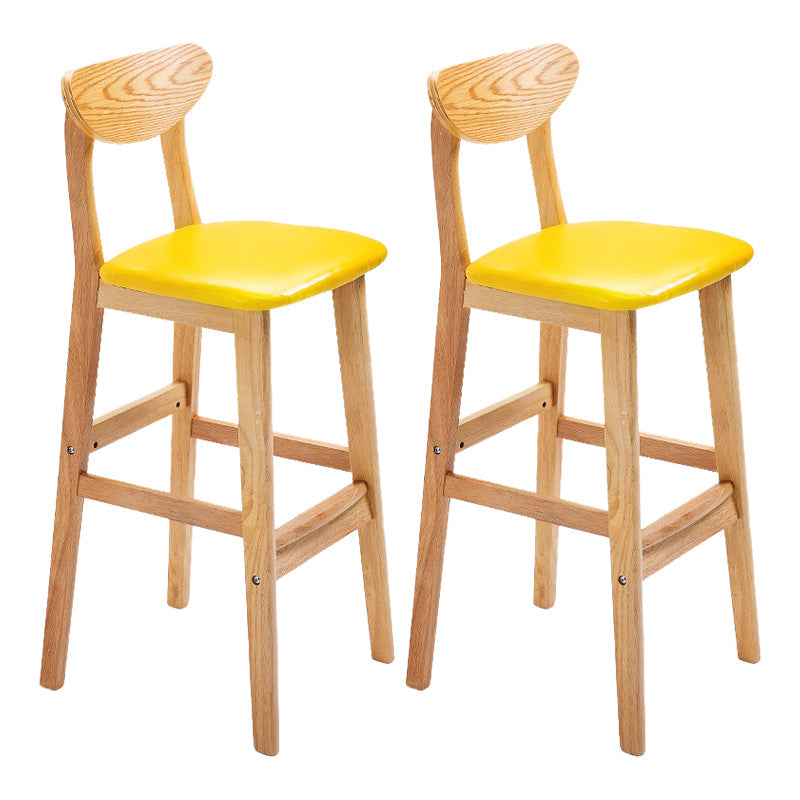 Scandinavian Footrest Solid Wood Bar Stool Low Back Home Stool Yellow Natural 2 Piece Set Clearhalo 'Bar Furniture' 'Bar Stools' 'bar_stools' 'furn' 'furn_bar_stools' 'Furniture' 'furniture_bar_stools' 'Kitchen & Dining Furniture' 4861953