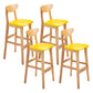 Scandinavian Footrest Solid Wood Bar Stool Low Back Home Stool Yellow Natural 4 Piece Set Clearhalo 'Bar Furniture' 'Bar Stools' 'bar_stools' 'furn' 'furn_bar_stools' 'Furniture' 'furniture_bar_stools' 'Kitchen & Dining Furniture' 4861954