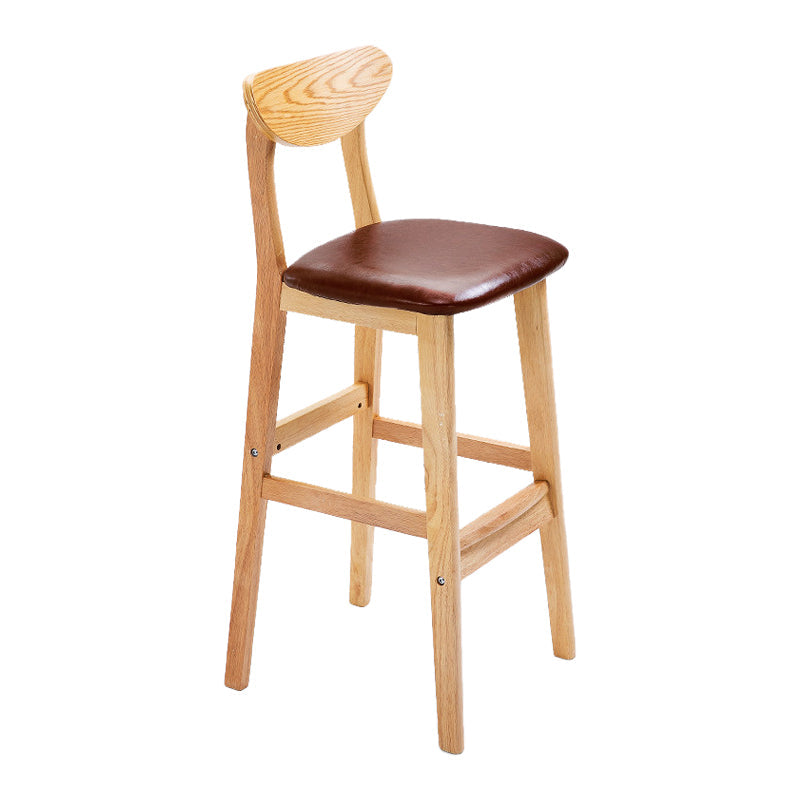 Scandinavian Footrest Solid Wood Bar Stool Low Back Home Stool Brown Natural 1 Piece Clearhalo 'Bar Furniture' 'Bar Stools' 'bar_stools' 'furn' 'furn_bar_stools' 'Furniture' 'furniture_bar_stools' 'Kitchen & Dining Furniture' 4861955