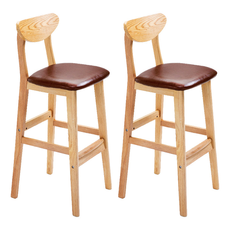 Scandinavian Footrest Solid Wood Bar Stool Low Back Home Stool Brown Natural 2 Piece Set Clearhalo 'Bar Furniture' 'Bar Stools' 'bar_stools' 'furn' 'furn_bar_stools' 'Furniture' 'furniture_bar_stools' 'Kitchen & Dining Furniture' 4861956