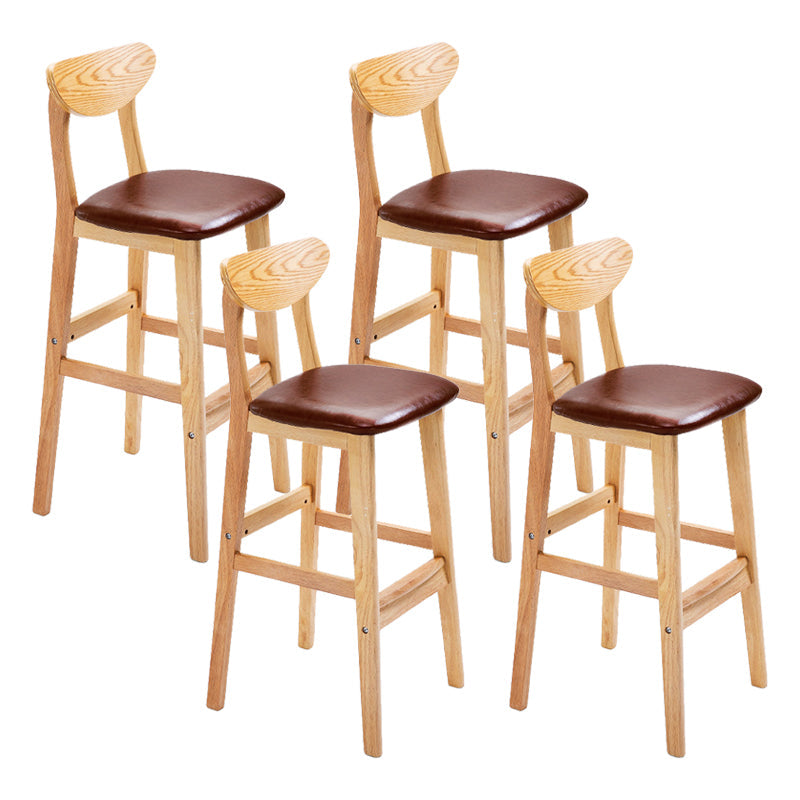 Scandinavian Footrest Solid Wood Bar Stool Low Back Home Stool Brown Natural 4 Piece Set Clearhalo 'Bar Furniture' 'Bar Stools' 'bar_stools' 'furn' 'furn_bar_stools' 'Furniture' 'furniture_bar_stools' 'Kitchen & Dining Furniture' 4861957