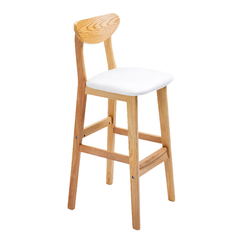 Scandinavian Footrest Solid Wood Bar Stool Low Back Home Stool White Natural 1 Piece Clearhalo 'Bar Furniture' 'Bar Stools' 'bar_stools' 'furn' 'furn_bar_stools' 'Furniture' 'furniture_bar_stools' 'Kitchen & Dining Furniture' 4861958