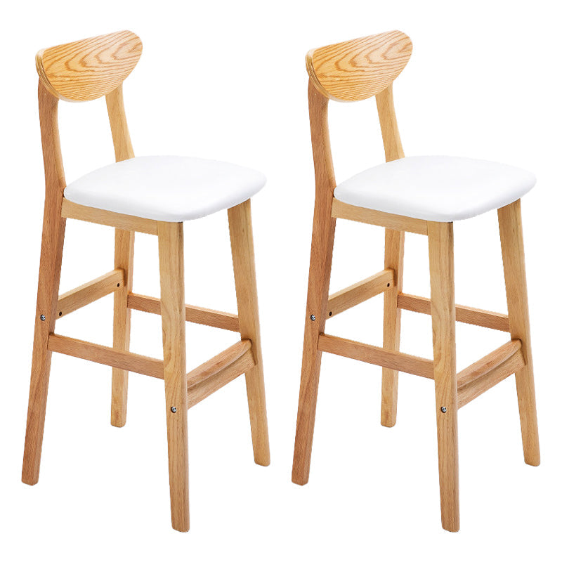 Scandinavian Footrest Solid Wood Bar Stool Low Back Home Stool White Natural 2 Piece Set Clearhalo 'Bar Furniture' 'Bar Stools' 'bar_stools' 'furn' 'furn_bar_stools' 'Furniture' 'furniture_bar_stools' 'Kitchen & Dining Furniture' 4861959