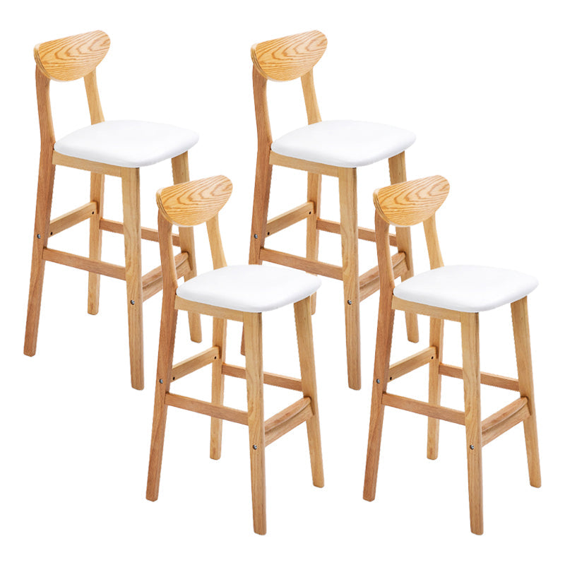 Scandinavian Footrest Solid Wood Bar Stool Low Back Home Stool White Natural 4 Piece Set Clearhalo 'Bar Furniture' 'Bar Stools' 'bar_stools' 'furn' 'furn_bar_stools' 'Furniture' 'furniture_bar_stools' 'Kitchen & Dining Furniture' 4861960
