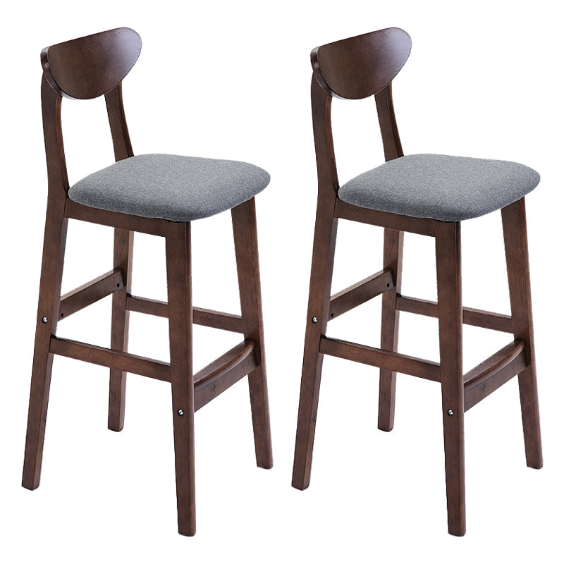 Scandinavian Footrest Solid Wood Bar Stool Low Back Home Stool Grey Brown 2 Piece Set Clearhalo 'Bar Furniture' 'Bar Stools' 'bar_stools' 'furn' 'furn_bar_stools' 'Furniture' 'furniture_bar_stools' 'Kitchen & Dining Furniture' 4861965