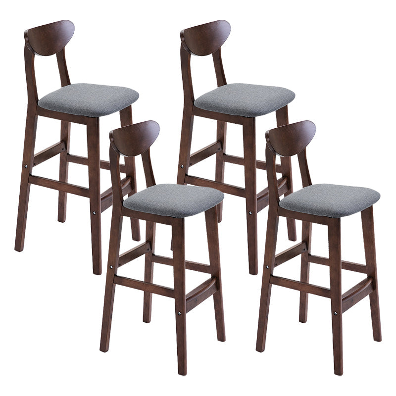 Scandinavian Footrest Solid Wood Bar Stool Low Back Home Stool Grey Brown 4 Piece Set Clearhalo 'Bar Furniture' 'Bar Stools' 'bar_stools' 'furn' 'furn_bar_stools' 'Furniture' 'furniture_bar_stools' 'Kitchen & Dining Furniture' 4861966
