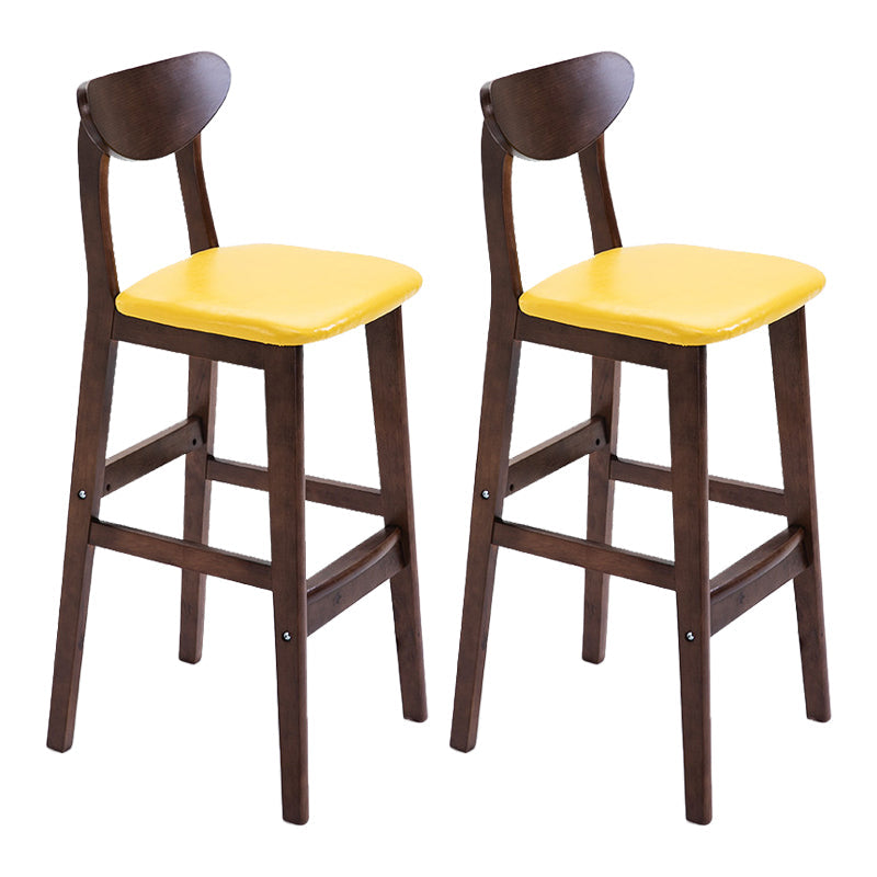 Scandinavian Footrest Solid Wood Bar Stool Low Back Home Stool Yellow Brown 2 Piece Set Clearhalo 'Bar Furniture' 'Bar Stools' 'bar_stools' 'furn' 'furn_bar_stools' 'Furniture' 'furniture_bar_stools' 'Kitchen & Dining Furniture' 4861968
