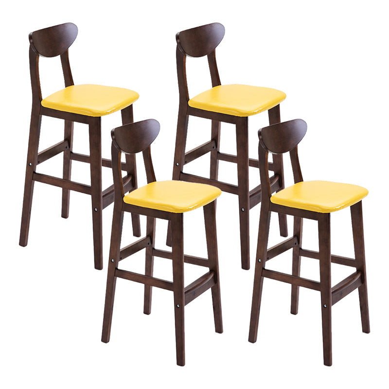 Scandinavian Footrest Solid Wood Bar Stool Low Back Home Stool Yellow Brown 4 Piece Set Clearhalo 'Bar Furniture' 'Bar Stools' 'bar_stools' 'furn' 'furn_bar_stools' 'Furniture' 'furniture_bar_stools' 'Kitchen & Dining Furniture' 4861969