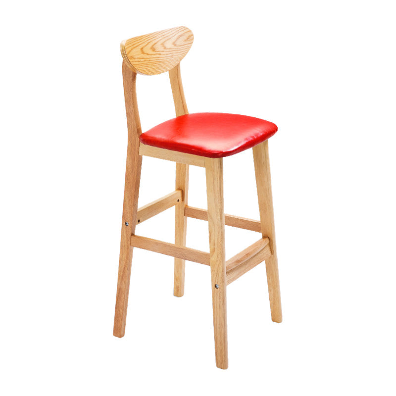 Scandinavian Footrest Solid Wood Bar Stool Low Back Home Stool Red Natural 1 Piece Clearhalo 'Bar Furniture' 'Bar Stools' 'bar_stools' 'furn' 'furn_bar_stools' 'Furniture' 'furniture_bar_stools' 'Kitchen & Dining Furniture' 4861970