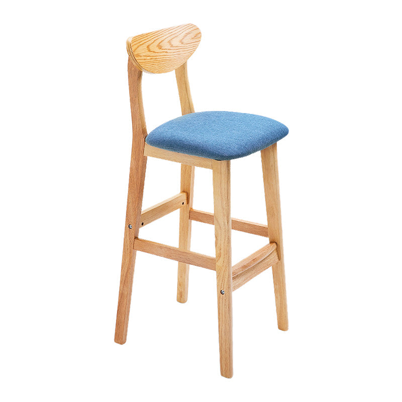 Scandinavian Footrest Solid Wood Bar Stool Low Back Home Stool Blue Natural 1 Piece Clearhalo 'Bar Furniture' 'Bar Stools' 'bar_stools' 'furn' 'furn_bar_stools' 'Furniture' 'furniture_bar_stools' 'Kitchen & Dining Furniture' 4861973