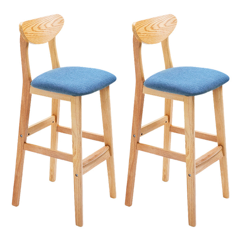 Scandinavian Footrest Solid Wood Bar Stool Low Back Home Stool Blue Natural 2 Piece Set Clearhalo 'Bar Furniture' 'Bar Stools' 'bar_stools' 'furn' 'furn_bar_stools' 'Furniture' 'furniture_bar_stools' 'Kitchen & Dining Furniture' 4861974
