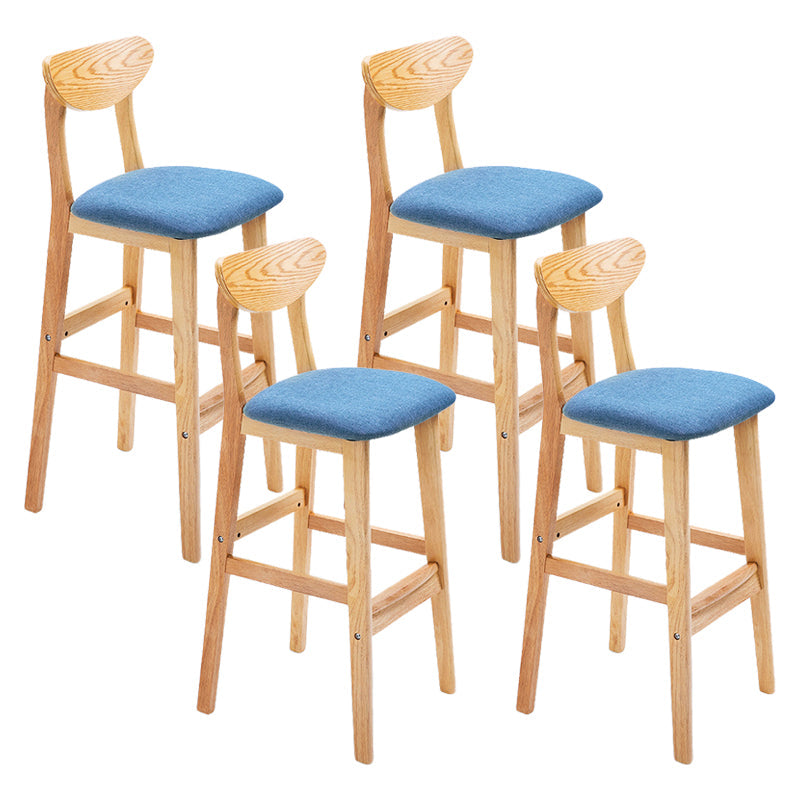 Scandinavian Footrest Solid Wood Bar Stool Low Back Home Stool Blue Natural 4 Piece Set Clearhalo 'Bar Furniture' 'Bar Stools' 'bar_stools' 'furn' 'furn_bar_stools' 'Furniture' 'furniture_bar_stools' 'Kitchen & Dining Furniture' 4861975