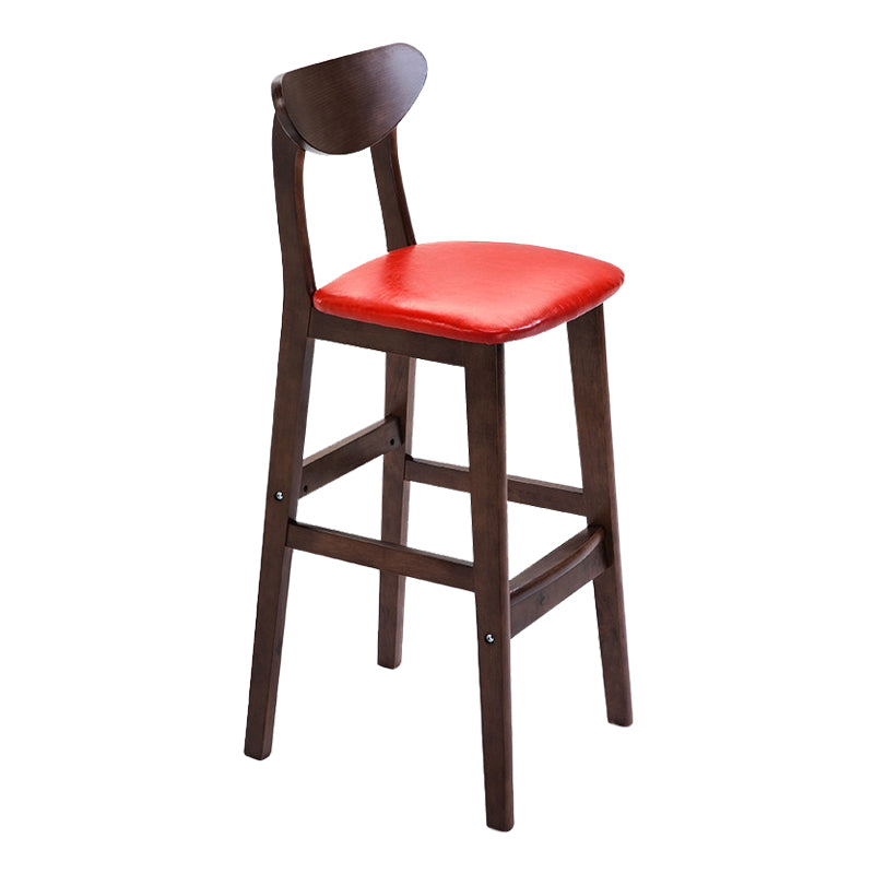 Scandinavian Footrest Solid Wood Bar Stool Low Back Home Stool Red Brown 1 Piece Clearhalo 'Bar Furniture' 'Bar Stools' 'bar_stools' 'furn' 'furn_bar_stools' 'Furniture' 'furniture_bar_stools' 'Kitchen & Dining Furniture' 4861976