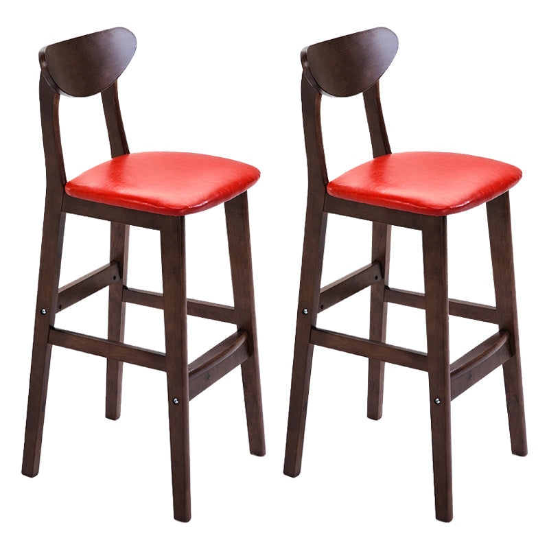 Scandinavian Footrest Solid Wood Bar Stool Low Back Home Stool Red Brown 2 Piece Set Clearhalo 'Bar Furniture' 'Bar Stools' 'bar_stools' 'furn' 'furn_bar_stools' 'Furniture' 'furniture_bar_stools' 'Kitchen & Dining Furniture' 4861977
