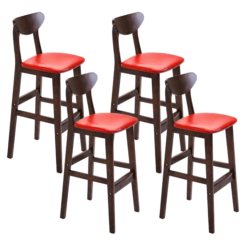 Scandinavian Footrest Solid Wood Bar Stool Low Back Home Stool Red Brown 4 Piece Set Clearhalo 'Bar Furniture' 'Bar Stools' 'bar_stools' 'furn' 'furn_bar_stools' 'Furniture' 'furniture_bar_stools' 'Kitchen & Dining Furniture' 4861978