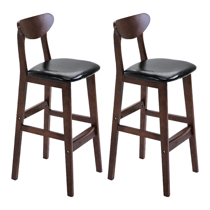 Scandinavian Footrest Solid Wood Bar Stool Low Back Home Stool Black Brown 2 Piece Set Clearhalo 'Bar Furniture' 'Bar Stools' 'bar_stools' 'furn' 'furn_bar_stools' 'Furniture' 'furniture_bar_stools' 'Kitchen & Dining Furniture' 4861980