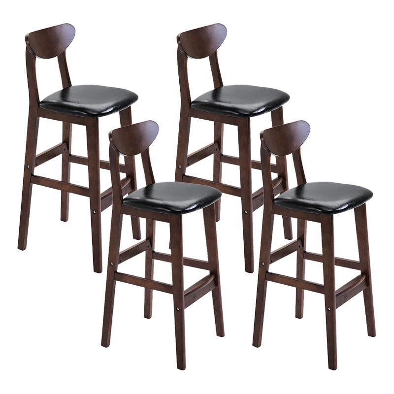 Scandinavian Footrest Solid Wood Bar Stool Low Back Home Stool Black Brown 4 Piece Set Clearhalo 'Bar Furniture' 'Bar Stools' 'bar_stools' 'furn' 'furn_bar_stools' 'Furniture' 'furniture_bar_stools' 'Kitchen & Dining Furniture' 4861981