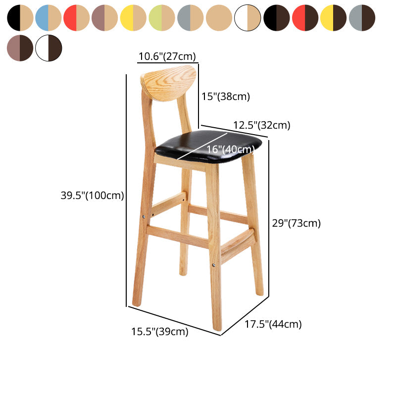 Scandinavian Footrest Solid Wood Bar Stool Low Back Home Stool Clearhalo 'Bar Furniture' 'Bar Stools' 'bar_stools' 'furn' 'furn_bar_stools' 'Furniture' 'furniture_bar_stools' 'Kitchen & Dining Furniture' 4861982