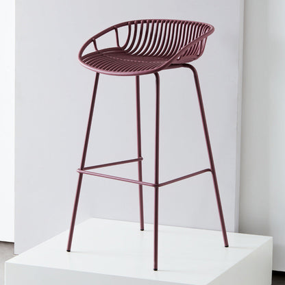 Contemporary Matte Finish Metal Bar Stool Footrest Milk Tea Shop Stool Purple 1 Piece Clearhalo 'Bar Furniture' 'Bar Stools' 'bar_stools' 'furn' 'furn_bar_stools' 'Furniture' 'furniture_bar_stools' 'Kitchen & Dining Furniture' 4861995