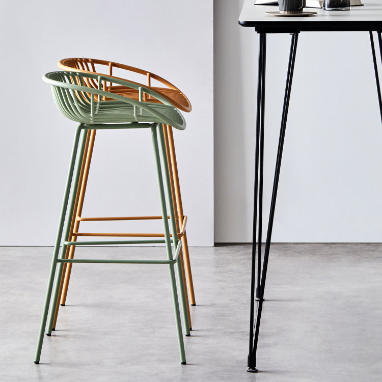 Contemporary Matte Finish Metal Bar Stool Footrest Milk Tea Shop Stool Clearhalo 'Bar Furniture' 'Bar Stools' 'bar_stools' 'furn' 'furn_bar_stools' 'Furniture' 'furniture_bar_stools' 'Kitchen & Dining Furniture' 4862000