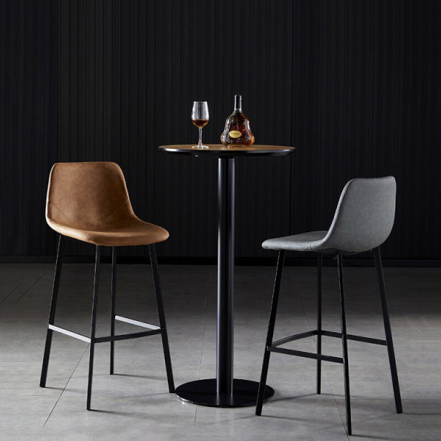 Scandinavian Bristol Low Back Stool Matte Finish Leather Barstool Clearhalo 'Bar Furniture' 'Bar Stools' 'bar_stools' 'furn' 'furn_bar_stools' 'Furniture' 'furniture_bar_stools' 'Kitchen & Dining Furniture' 4862055