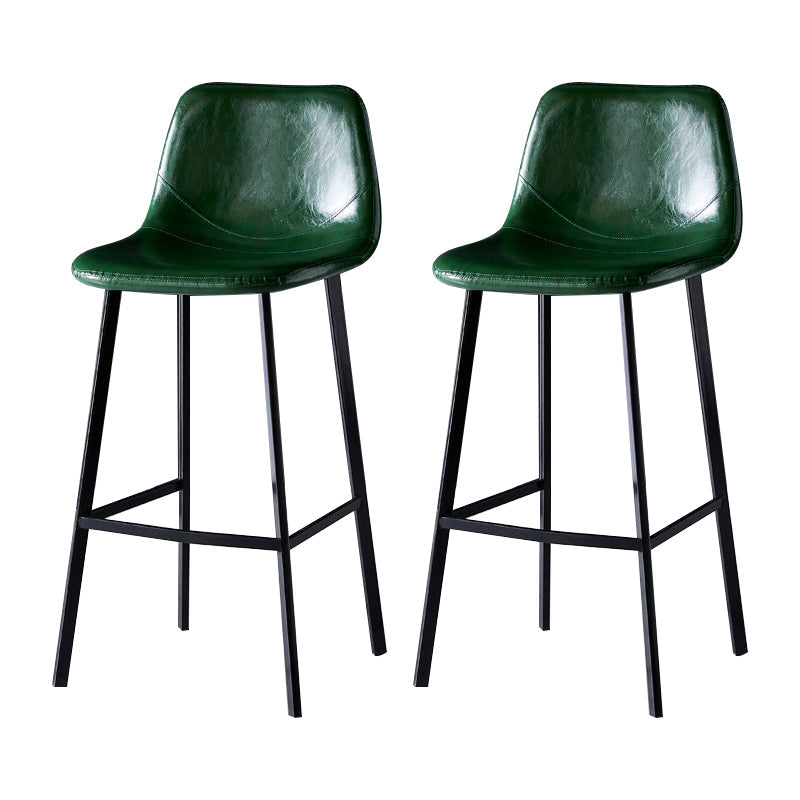 Scandinavian Bristol Low Back Stool Matte Finish Leather Barstool Blackish Green 2 Piece Set Bar Stool(30"H) Clearhalo 'Bar Furniture' 'Bar Stools' 'bar_stools' 'furn' 'furn_bar_stools' 'Furniture' 'furniture_bar_stools' 'Kitchen & Dining Furniture' 4862057