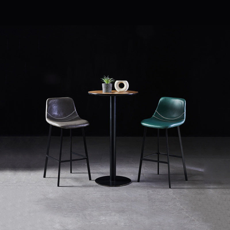 Scandinavian Bristol Low Back Stool Matte Finish Leather Barstool Clearhalo 'Bar Furniture' 'Bar Stools' 'bar_stools' 'furn' 'furn_bar_stools' 'Furniture' 'furniture_bar_stools' 'Kitchen & Dining Furniture' 4862061