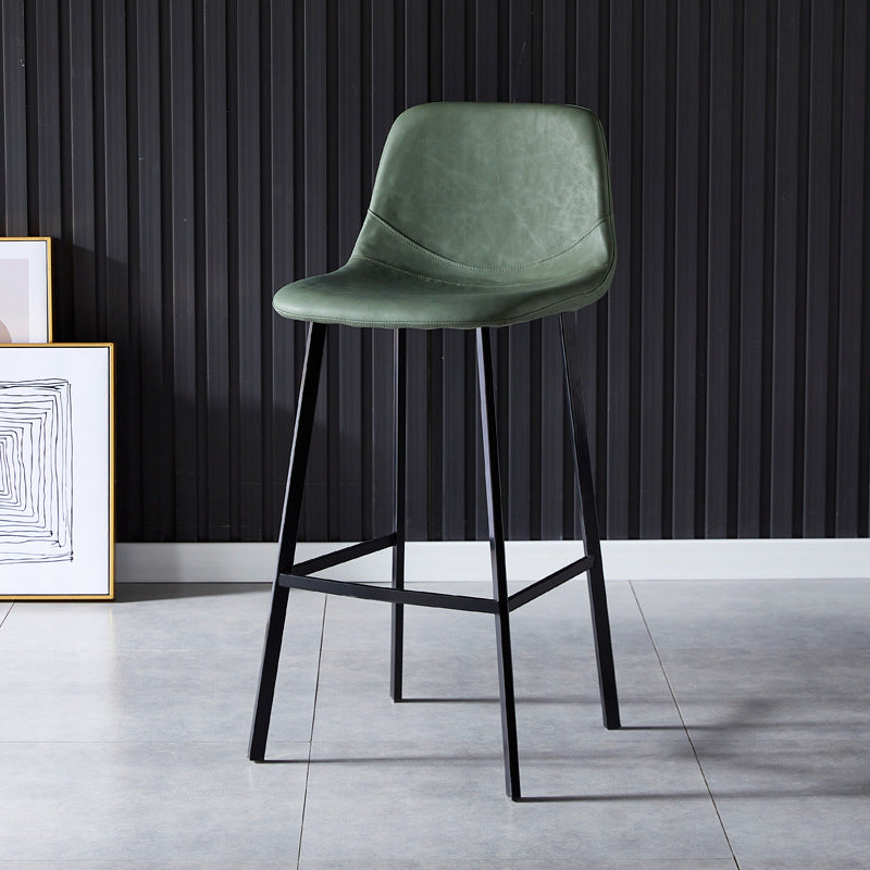 Scandinavian Bristol Low Back Stool Matte Finish Leather Barstool Green 1 Piece Bar Stool(30"H) Clearhalo 'Bar Furniture' 'Bar Stools' 'bar_stools' 'furn' 'furn_bar_stools' 'Furniture' 'furniture_bar_stools' 'Kitchen & Dining Furniture' 4862062
