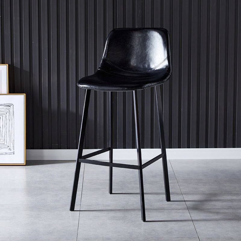 Scandinavian Bristol Low Back Stool Matte Finish Leather Barstool Gloss Black 1 Piece Bar Stool(30"H) Clearhalo 'Bar Furniture' 'Bar Stools' 'bar_stools' 'furn' 'furn_bar_stools' 'Furniture' 'furniture_bar_stools' 'Kitchen & Dining Furniture' 4862067