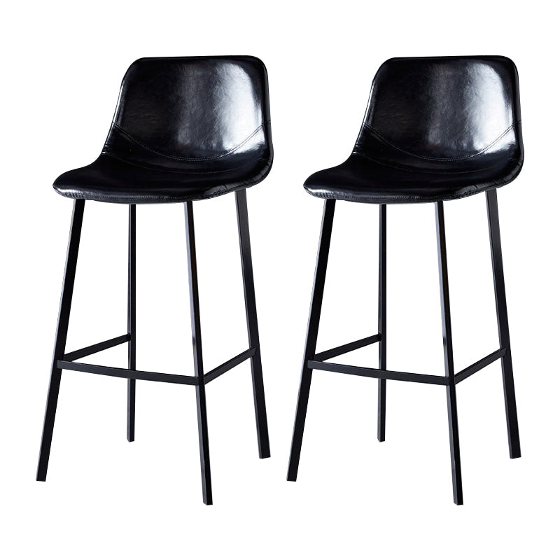 Scandinavian Bristol Low Back Stool Matte Finish Leather Barstool Gloss Black 2 Piece Set Bar Stool(30"H) Clearhalo 'Bar Furniture' 'Bar Stools' 'bar_stools' 'furn' 'furn_bar_stools' 'Furniture' 'furniture_bar_stools' 'Kitchen & Dining Furniture' 4862070