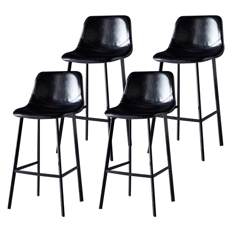 Scandinavian Bristol Low Back Stool Matte Finish Leather Barstool Gloss Black 4 Piece Set Bar Stool(30"H) Clearhalo 'Bar Furniture' 'Bar Stools' 'bar_stools' 'furn' 'furn_bar_stools' 'Furniture' 'furniture_bar_stools' 'Kitchen & Dining Furniture' 4862071