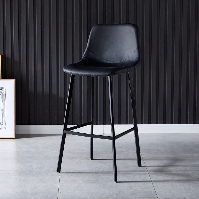 Scandinavian Bristol Low Back Stool Matte Finish Leather Barstool Black 1 Piece Bar Stool(30"H) Clearhalo 'Bar Furniture' 'Bar Stools' 'bar_stools' 'furn' 'furn_bar_stools' 'Furniture' 'furniture_bar_stools' 'Kitchen & Dining Furniture' 4862073