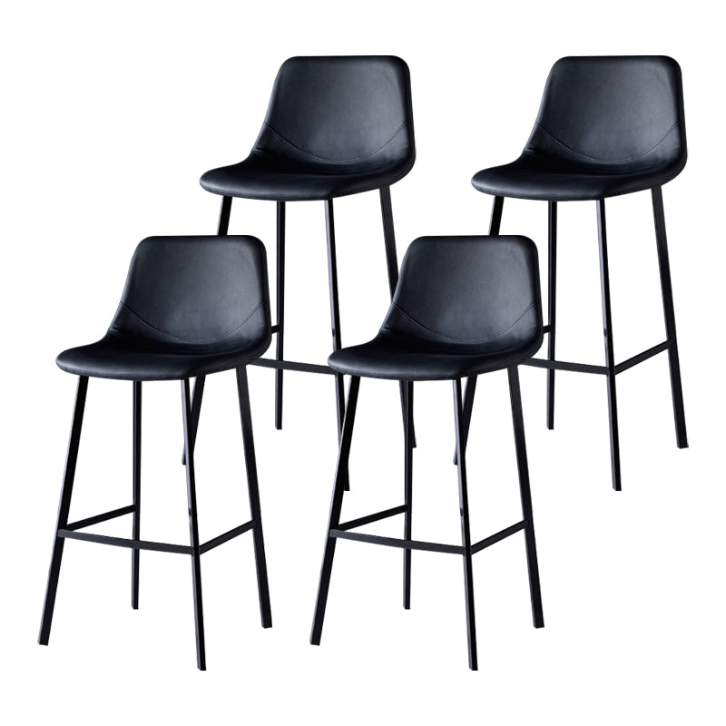 Scandinavian Bristol Low Back Stool Matte Finish Leather Barstool Black 4 Piece Set Bar Stool(30"H) Clearhalo 'Bar Furniture' 'Bar Stools' 'bar_stools' 'furn' 'furn_bar_stools' 'Furniture' 'furniture_bar_stools' 'Kitchen & Dining Furniture' 4862078
