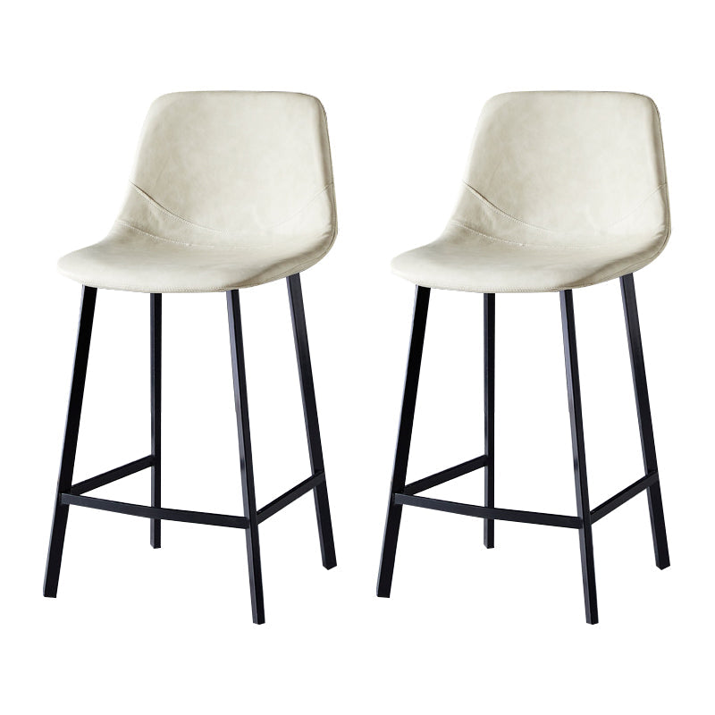 Scandinavian Bristol Low Back Stool Matte Finish Leather Barstool Off-White 2 Piece Set Counter Stool(26"H) Clearhalo 'Bar Furniture' 'Bar Stools' 'bar_stools' 'furn' 'furn_bar_stools' 'Furniture' 'furniture_bar_stools' 'Kitchen & Dining Furniture' 4862082