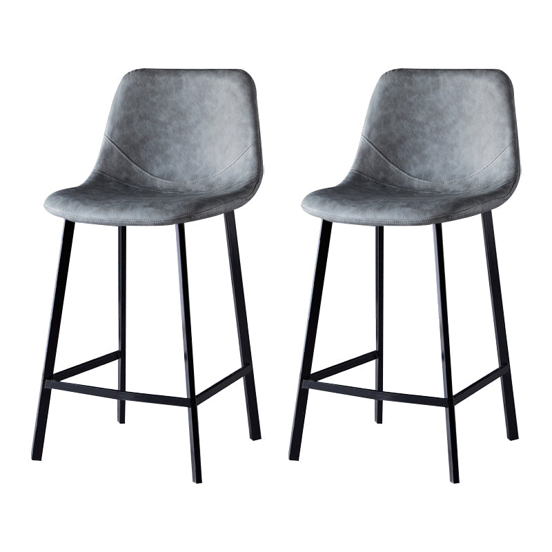 Scandinavian Bristol Low Back Stool Matte Finish Leather Barstool Grey 2 Piece Set Counter Stool(26"H) Clearhalo 'Bar Furniture' 'Bar Stools' 'bar_stools' 'furn' 'furn_bar_stools' 'Furniture' 'furniture_bar_stools' 'Kitchen & Dining Furniture' 4862086